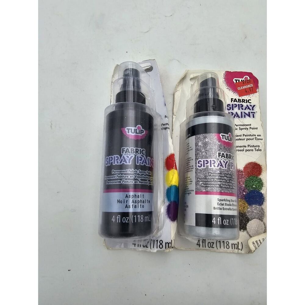 Duncan Tulip Fabric Spray Paint 2 BOTTLES 4oz-Sparkling Star Glitter Asphalt New
